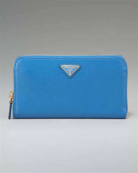 prada wallet zip around travel large saffiano bluette blue|Prada Livermore.